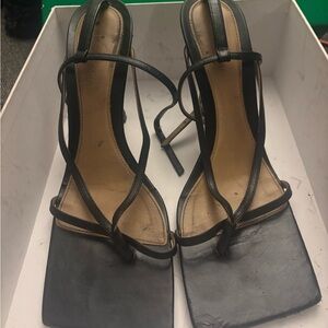 Bottega Veneta Black Strappy Heels